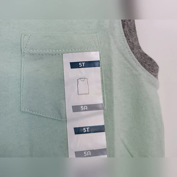 Old‎ Navy Boys Toddler Mint Green Gray Sleeveless Muscle Pocket Tank 5T/5A New - Picture 3 of 5